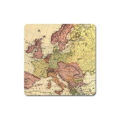 Retro Old Vintage Map Of Europe Square Magnet