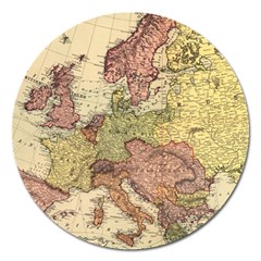 Retro Old Vintage Map Of Europe Magnet 5  (round)