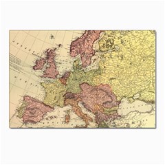 Retro Old Vintage Map Of Europe Postcard 4 x 6  (pkg Of 10)