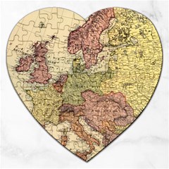 Retro Old Vintage Map Of Europe Jigsaw Puzzle (heart)