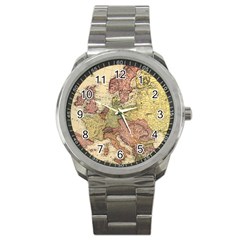 Retro Old Vintage Map Of Europe Sport Metal Watch