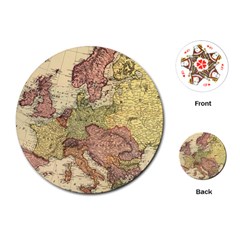 Retro Old Vintage Map Of Europe Playing Cards Single Design (round)