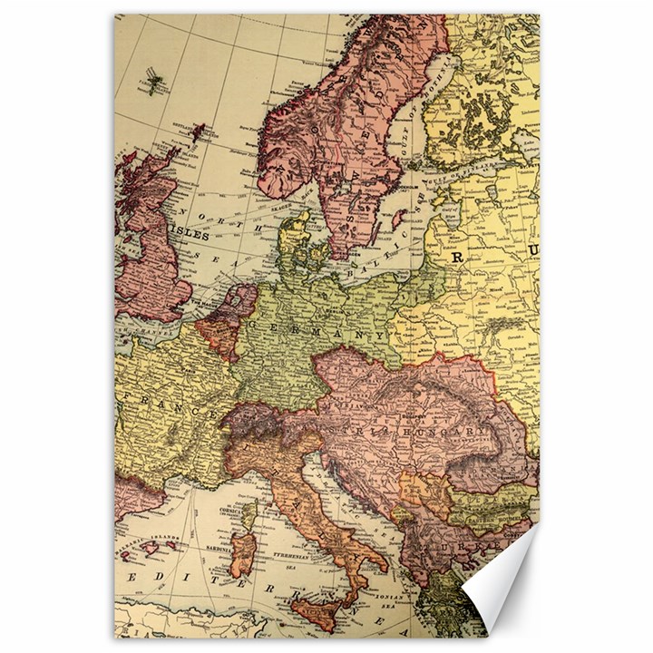 Retro Old Vintage Map Of Europe Canvas 12  x 18 