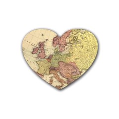 Retro Old Vintage Map Of Europe Rubber Coaster (heart)