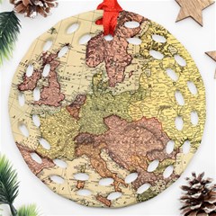 Retro Old Vintage Map Of Europe Ornament (round Filigree)