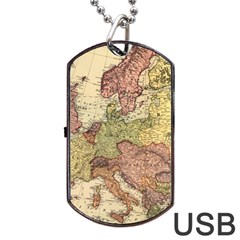 Retro Old Vintage Map Of Europe Dog Tag Usb Flash (one Side)