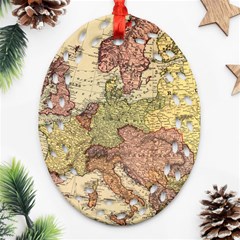 Retro Old Vintage Map Of Europe Ornament (oval Filigree)