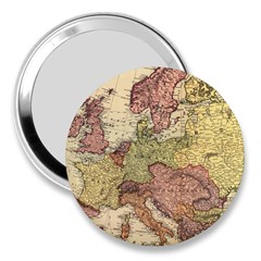 Retro Old Vintage Map Of Europe 3  Handbag Mirrors