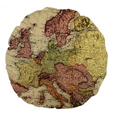 Retro Old Vintage Map Of Europe Large 18  Premium Round Cushions