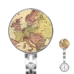 Retro Old Vintage Map Of Europe Stainless Steel Nurses Watch