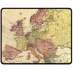 Retro Old Vintage Map Of Europe Two Sides Fleece Blanket (medium)