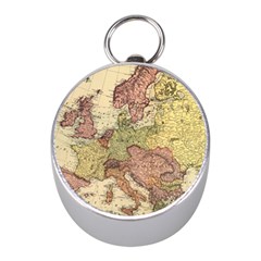 Retro Old Vintage Map Of Europe Mini Silver Compasses