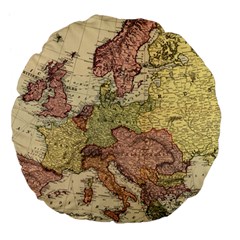 Retro Old Vintage Map Of Europe Large 18  Premium Flano Round Cushions