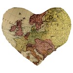 Retro Old Vintage Map Of Europe Large 19  Premium Flano Heart Shape Cushions Front