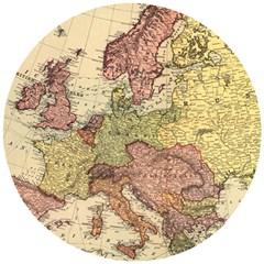 Retro Old Vintage Map Of Europe Wooden Puzzle Round