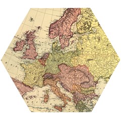 Retro Old Vintage Map Of Europe Wooden Puzzle Hexagon