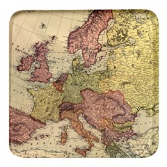 Retro Old Vintage Map Of Europe Square Glass Fridge Magnet (4 Pack)