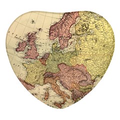 Retro Old Vintage Map Of Europe Heart Glass Fridge Magnet (4 Pack)