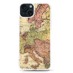 Retro Old Vintage Map Of Europe Iphone 15 Tpu Uv Print Case