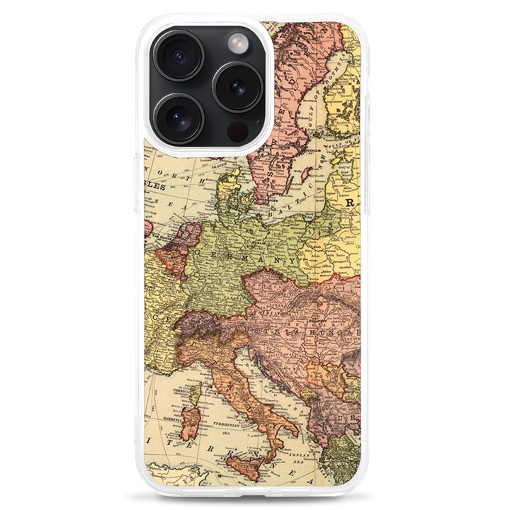 Retro Old Vintage Map Of Europe iPhone 15 Pro Max TPU UV Print Case