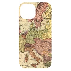 Retro Old Vintage Map Of Europe Iphone 15 Black Uv Print Pc Hardshell Case