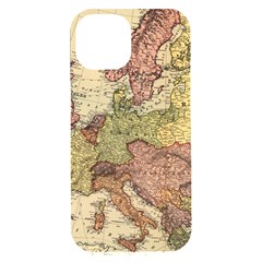 Retro Old Vintage Map Of Europe Iphone 15 Plus Black Uv Print Pc Hardshell Case