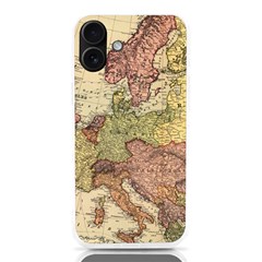 Retro Old Vintage Map Of Europe Iphone 16 Plus Tpu Uv Print Case