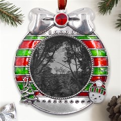 Patagonia Forest, Nahuel Huapi National Park, Rio Negro, Argentina Metal X mas Ribbon With Red Crystal Round Ornament