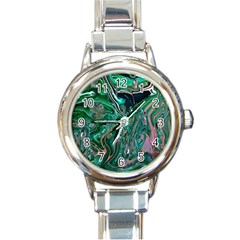 Malachite  Round Italian Charm Watch