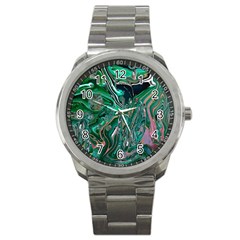 Malachite  Sport Metal Watch by kaleidomarblingart