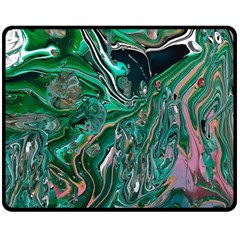 Malachite  Two Sides Fleece Blanket (medium) by kaleidomarblingart