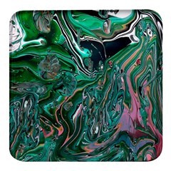 Malachite  Square Glass Fridge Magnet (4 Pack) by kaleidomarblingart