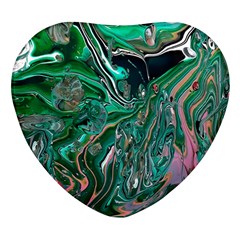 Malachite  Heart Glass Fridge Magnet (4 Pack)