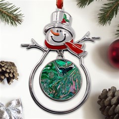 Malachite  Metal Snowman Ornament by kaleidomarblingart