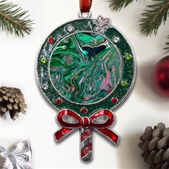 Malachite  Metal X mas Lollipop With Crystal Ornament