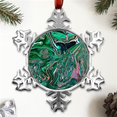 Malachite  Metal Small Snowflake Ornament