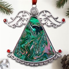 Malachite  Metal Angel With Crystal Ornament by kaleidomarblingart