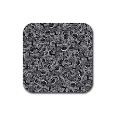 Be True Be Yourself Typographic Print Pattern Rubber Coaster (square)