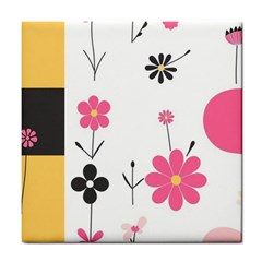  Minimalist Pattern With Simple Lines,flower And Shapes, Creating A Clean And Modern Tile Coaster