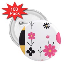  Minimalist Pattern With Simple Lines,flower And Shapes, Creating A Clean And Modern 2 25  Buttons (100 Pack) 