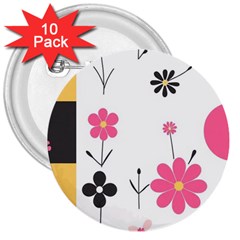  Minimalist Pattern With Simple Lines,flower And Shapes, Creating A Clean And Modern 3  Buttons (10 Pack) 