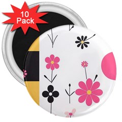  Minimalist Pattern With Simple Lines,flower And Shapes, Creating A Clean And Modern 3  Magnets (10 Pack) 