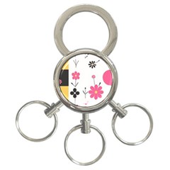  Minimalist Pattern With Simple Lines,flower And Shapes, Creating A Clean And Modern 3-ring Key Chain