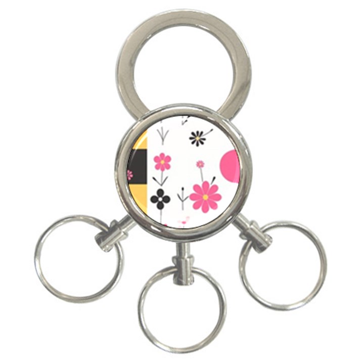  Minimalist Pattern With Simple Lines,flower And Shapes, Creating A Clean And Modern 3-Ring Key Chain