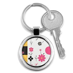  Minimalist Pattern With Simple Lines,flower And Shapes, Creating A Clean And Modern Key Chain (round)