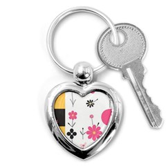  Minimalist Pattern With Simple Lines,flower And Shapes, Creating A Clean And Modern Key Chain (heart)