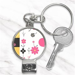  Minimalist Pattern With Simple Lines,flower And Shapes, Creating A Clean And Modern Nail Clippers Key Chain