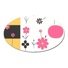  Minimalist Pattern With Simple Lines,flower And Shapes, Creating A Clean And Modern Oval Magnet