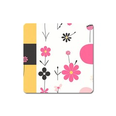  Minimalist Pattern With Simple Lines,flower And Shapes, Creating A Clean And Modern Square Magnet by myclothy