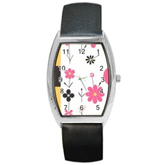  Minimalist Pattern With Simple Lines,flower And Shapes, Creating A Clean And Modern Barrel Style Metal Watch by myclothy